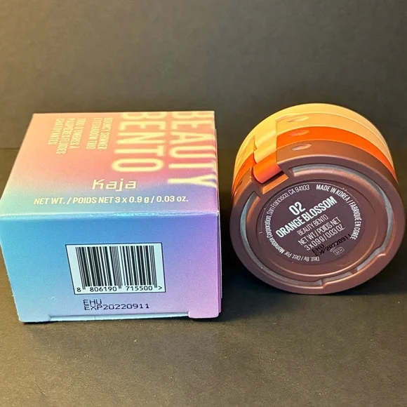 Kaja Beauty Bento Bouncy Shimmer Eyeshadow Trio in Orange Blossom $28 MSRP NIB - Picture 9 of 9